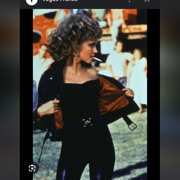 XXI Black Satin Sandy From Grease Cropped Bikercore Moto Bomber Jersey Hem Coat - Picture 2 of 5